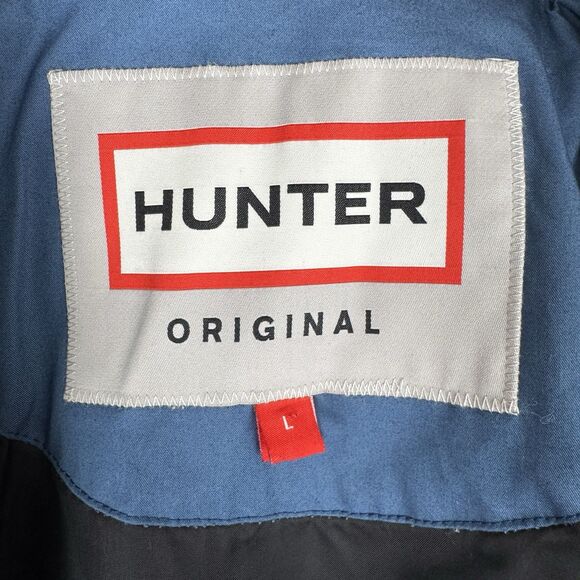 Hunter Jacket Mens Large Blue Full Zip Rain Coat Utility Outdoor Retro Collared - Picture 8 of 16